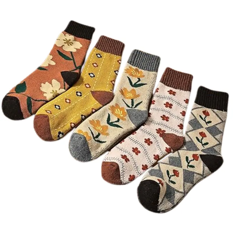 5er-Set Damen-Socken aus Wollmix bis zum Unterschenkel für den Winter 2