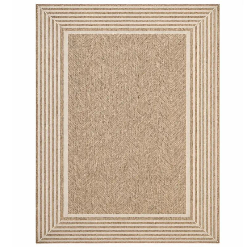 5x8 ft wasserabweisender Teppich mit gestreiftem Rand, rechteckig