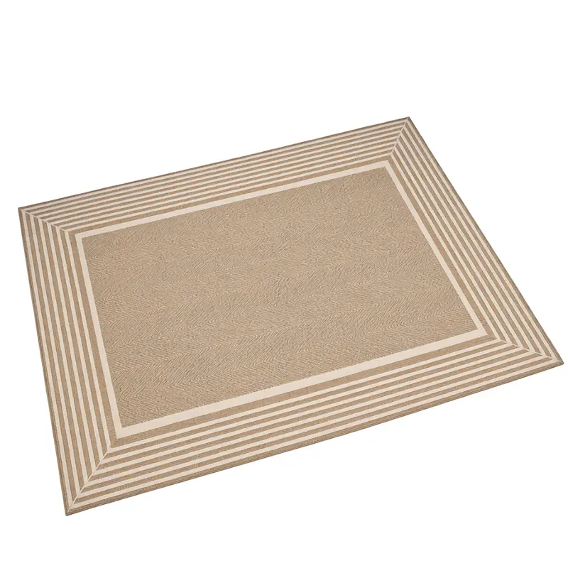 5x8 ft wasserabweisender Teppich mit gestreiftem Rand, rechteckig