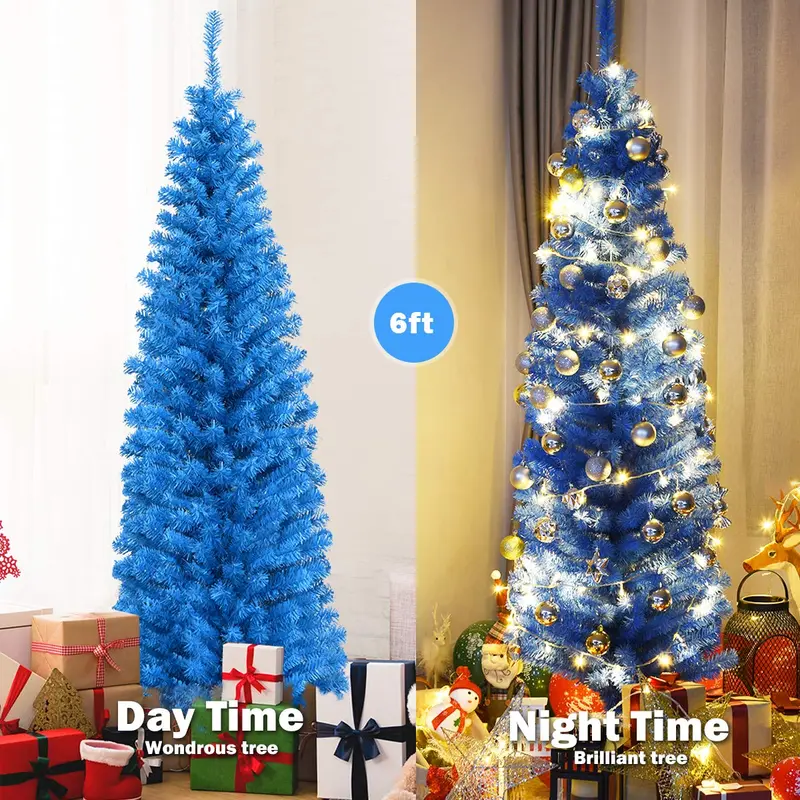 6-Fuß-blaue Bleistift-Weihnachtsbaum-Kunststoffbaum