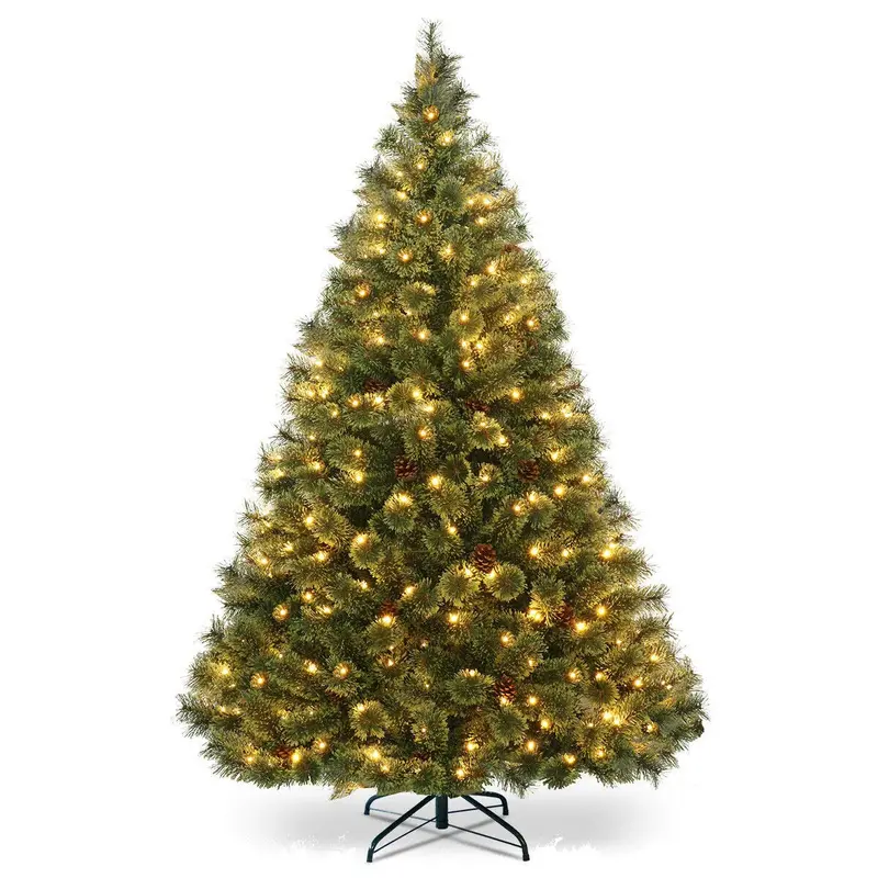 6-Fuß-vorgefertigter Weihnachtsbaum mit Beleuchtung, blütenförmiger Klappweihnachtsbaum