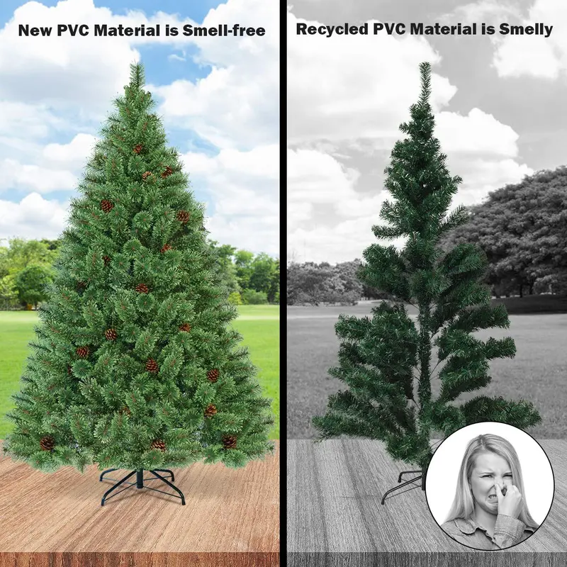 6-Fuß-vorgefertigter Weihnachtsbaum mit Beleuchtung, blütenförmiger Klappweihnachtsbaum