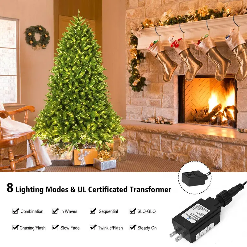 6-Fuß-vorgefertigter Weihnachtsbaum mit integrierter Beleuchtung, hochwertiger klappbarer künstlicher Tannenbaum