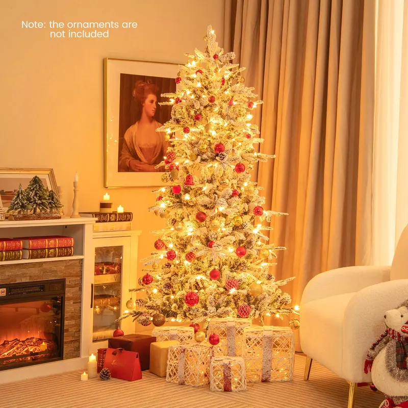6-Fuß-vorgelichteter, schneebedeckter Kunst-Weihnachtsbaum mit 210 warmweißen Glühlampen und Klappgelenken