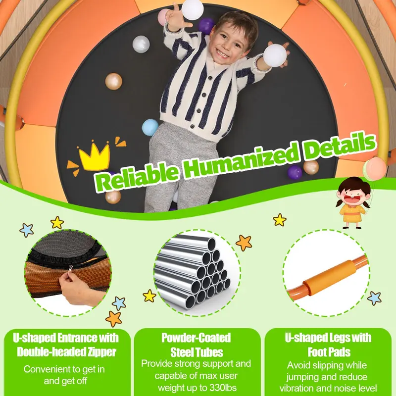 60-Zoll-Kindertrampolin mit Sicherheitsnetz