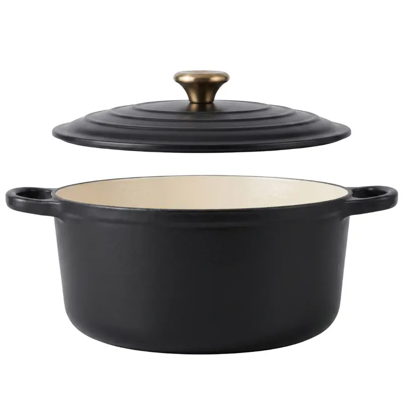 6,4-Quart-Schmorpfanne aus emailliertem Gusseisen mit Deckel für das Backofenkochen