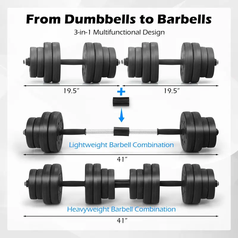 66 lbs Fitness-Hantelset mit verstellbaren Gewichtsscheiben und Griffstange 2
