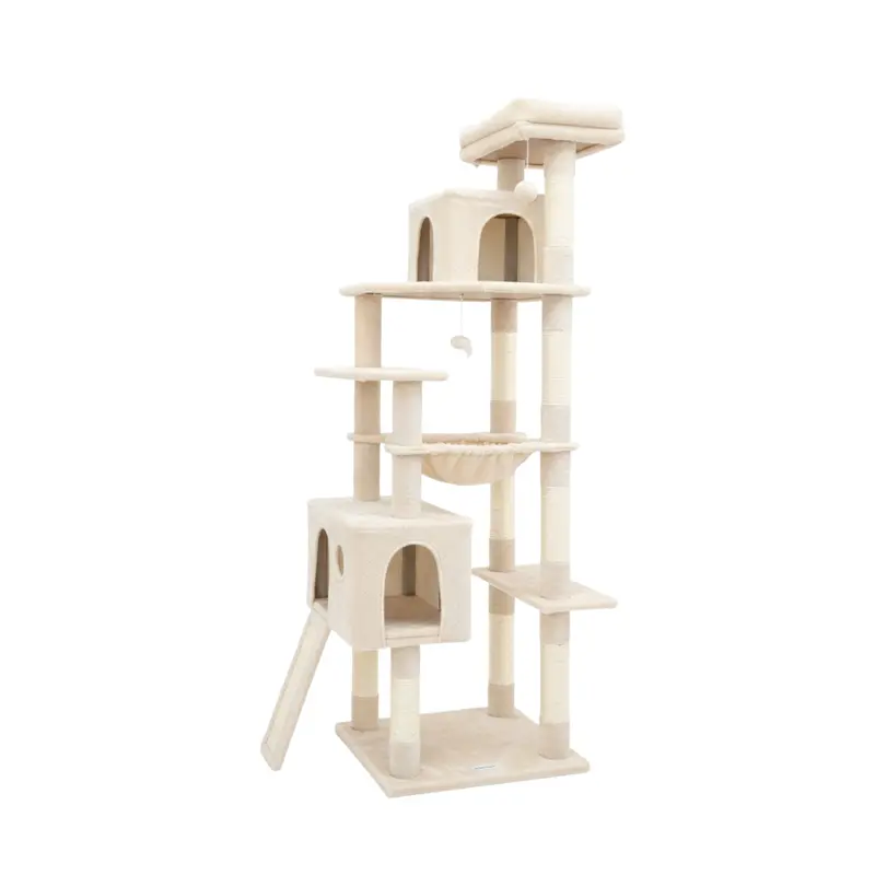 70-Zoll-Katzenbaum mit Kratzsäulen, Hängematte und Katzenhaus 2