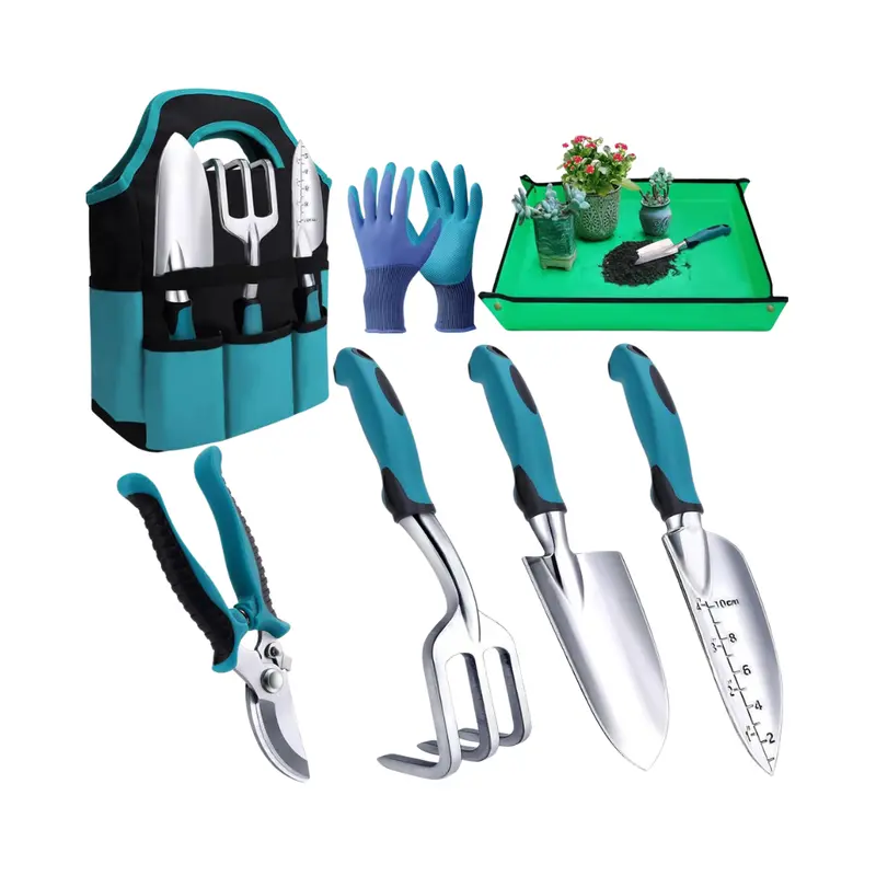 8-teiliges Gartenwerkzeug-Set mit Tragetasche, Handschuhen und Aluminium-Werkzeugen 2
