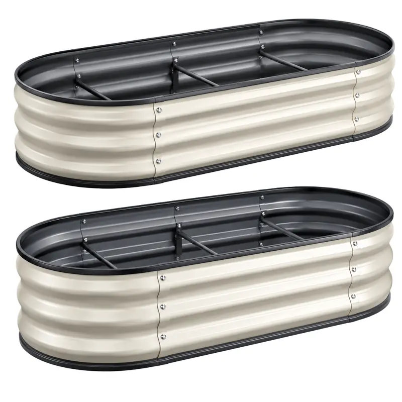 8 x 4 x 1 ft galvanisierte ovale Hochbeet-Set (2er-Pack)
