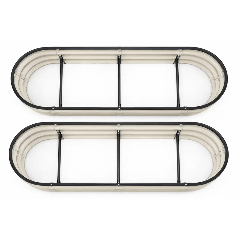 8 x 4 x 1 ft galvanisierte ovale Hochbeet-Set (2er-Pack)