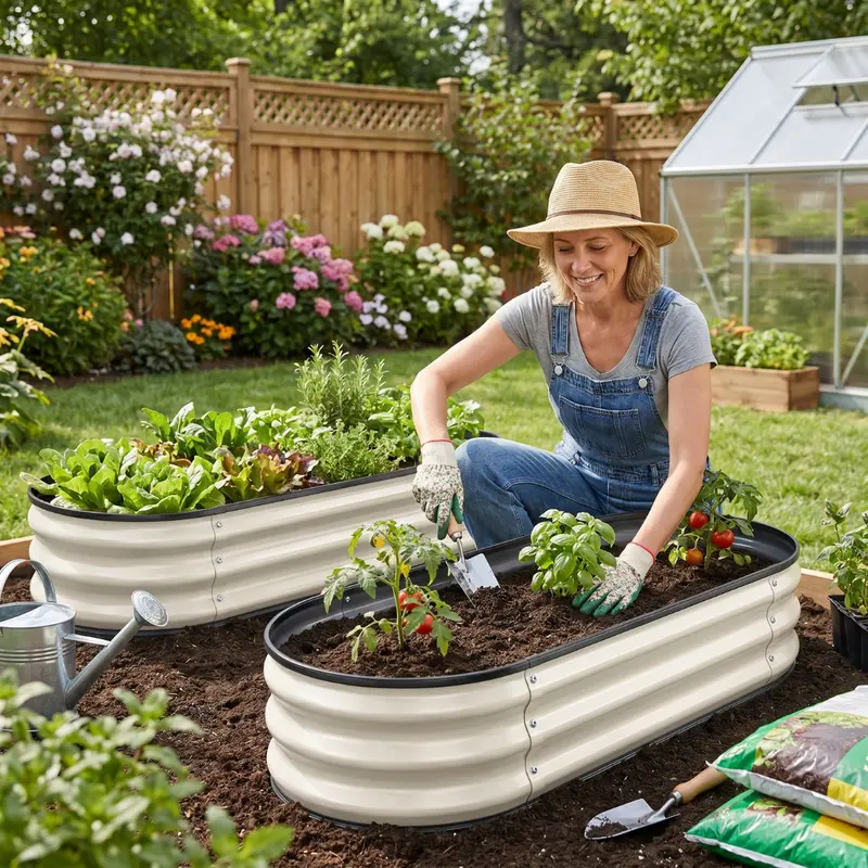 8 x 4 x 1 ft galvanisierte ovale Hochbeet-Set (2er-Pack)