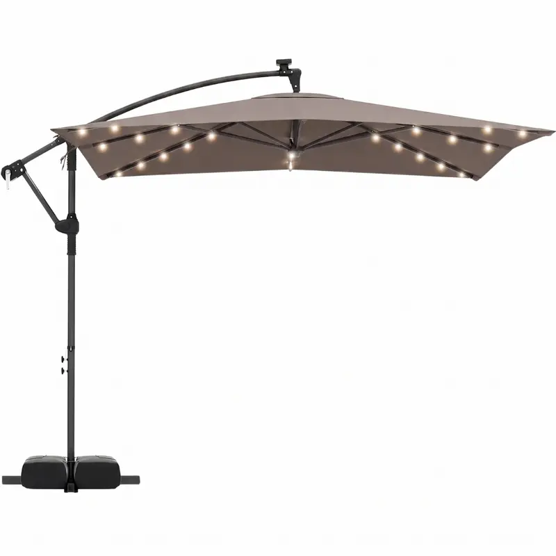 8x8 ft Solar-LED-Cantilever-Sonnenschirm mit Basis und Drehfunktion