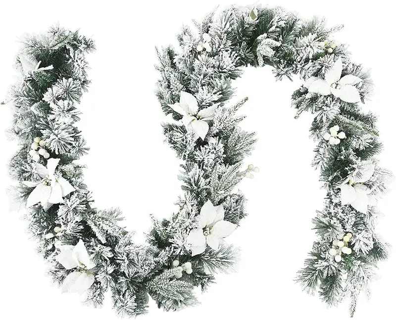 9 Fuß hoher, schneebedeckter Weihnachtskranz mit 50 LED-Leuchten