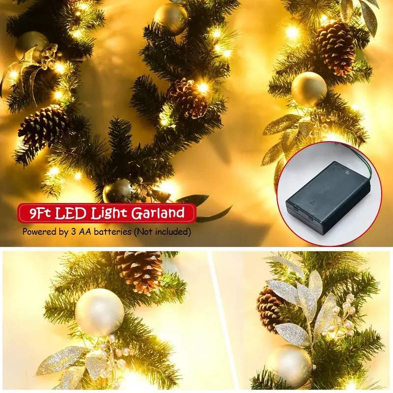 9-Fuß-Weihnachtskranz mit 50 LED-Leuchten