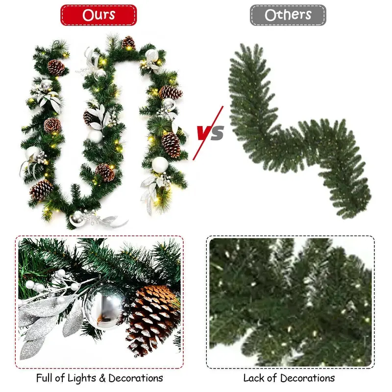 9-Fuß-Weihnachtskranz mit 50 LED-Leuchten