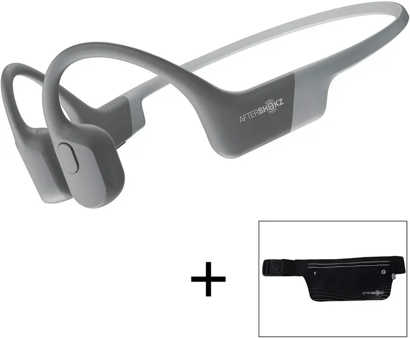 AfterShokz Aeropex Open-Ear-Kopfhörer mit drahtloser Knochenleitung und Sportgurt, kosmisches Schwarz, 2,3 Zoll