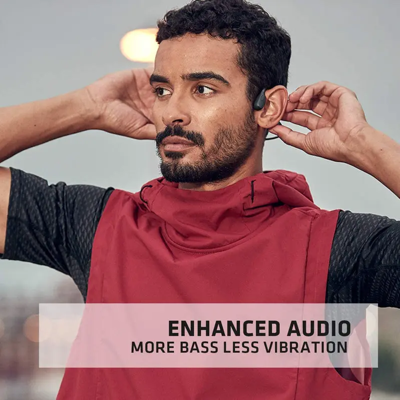 AfterShokz Aeropex Open-Ear-Kopfhörer mit drahtloser Knochenleitung und Sportgurt, kosmisches Schwarz, 2,3 Zoll