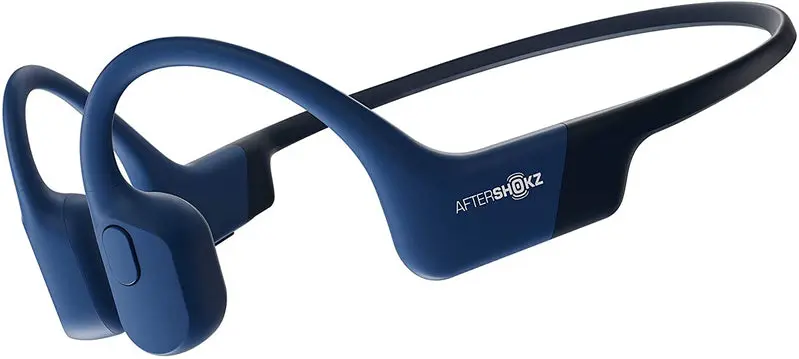 AfterShokz Aeropex Open-Ear-Kopfhörer mit drahtloser Knochenleitung und Sportgurt, kosmisches Schwarz, 2,3 Zoll
