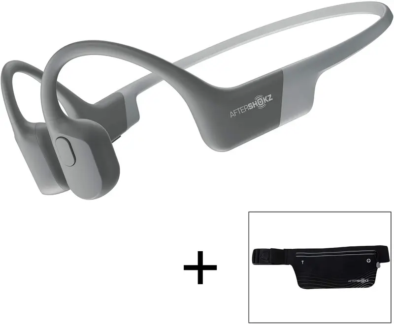 AfterShokz Aeropex Open-Ear-Kopfhörer mit drahtloser Knochenleitung und Sportgurt, kosmisches Schwarz, Modell 2.3