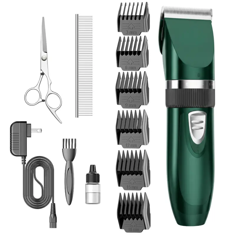 Akku-Pet-Haarschneider mit Edelstahlmesser und Führungsschablonen