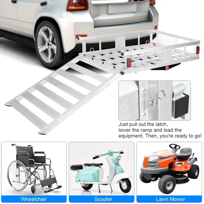 Aluminium-Transportträger für Gepäck, 127 x 75 cm, Anhängerkupplungsmontiert – für Rollstühle, Scooter und Mobilitätshilfen 2