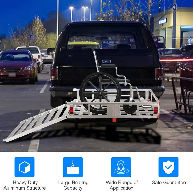 Aluminium-Transportträger für Gepäck, 127 x 75 cm, Anhängerkupplungsmontiert – für Rollstühle, Scooter und Mobilitätshilfen