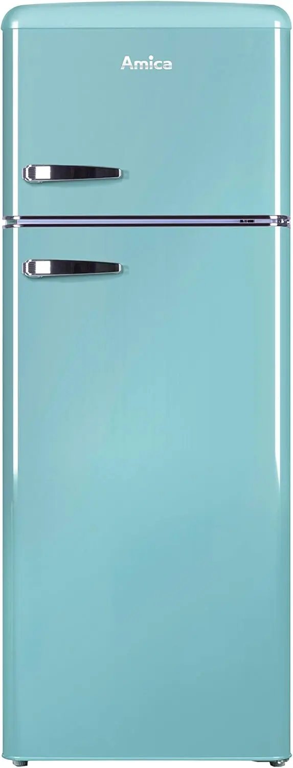 Amica KGC 15632 T Retro-Kühl-Gefrier-Kombination / Ice Blue (Türkis) / 144 cm (H) × 55 cm (B) × 62 cm (T) / Retro-Design / Kühl-Gefrier-Kombination