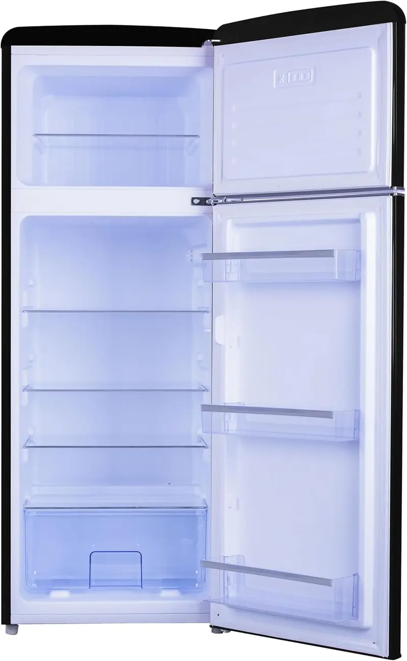 Amica KGC 15632 T Retro-Kühl-Gefrier-Kombination / Ice Blue (Türkis) / 144 cm (H) × 55 cm (B) × 62 cm (T) / Retro-Design / Kühl-Gefrier-Kombination
