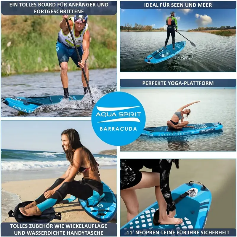 Aqua Spirit SUP-Board – Aufblasbares Stand-Up-Paddle-Board / Paddel-Kajak | 320 x 81 x 15 cm | Komplettset mit Paddel, Sitz, Rucksack, Pumpe und weiterem Zubehör | Für Erwachsene, Anfänger & Fortgeschrittene (Blau) 2