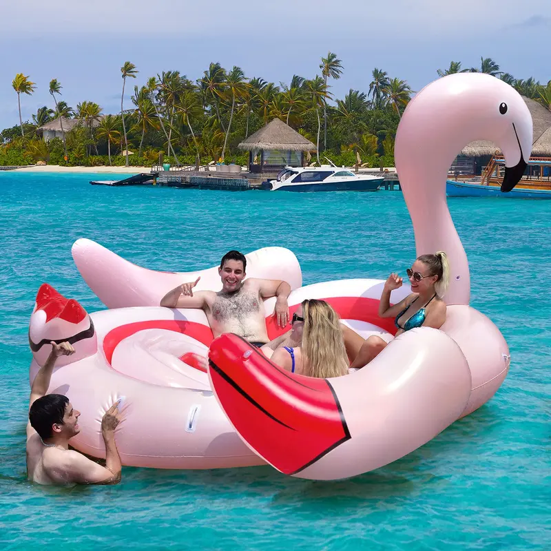 Aufblasbare Flamingo-Schwimminsel für 4–6 Personen, gigantische Schwimmplattform 2