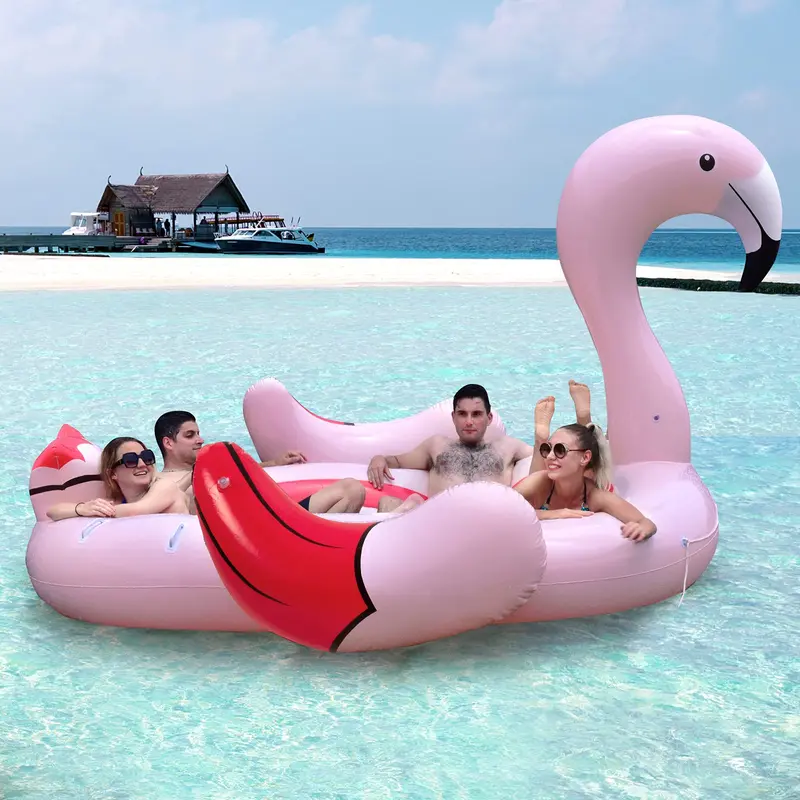Aufblasbare Flamingo-Schwimminsel für 4–6 Personen, gigantische Schwimmplattform