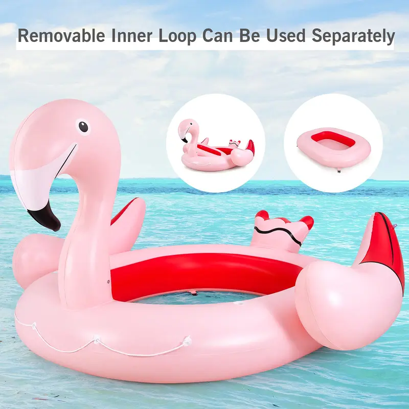 Aufblasbare Flamingo-Schwimminsel für 4–6 Personen, gigantische Schwimmplattform
