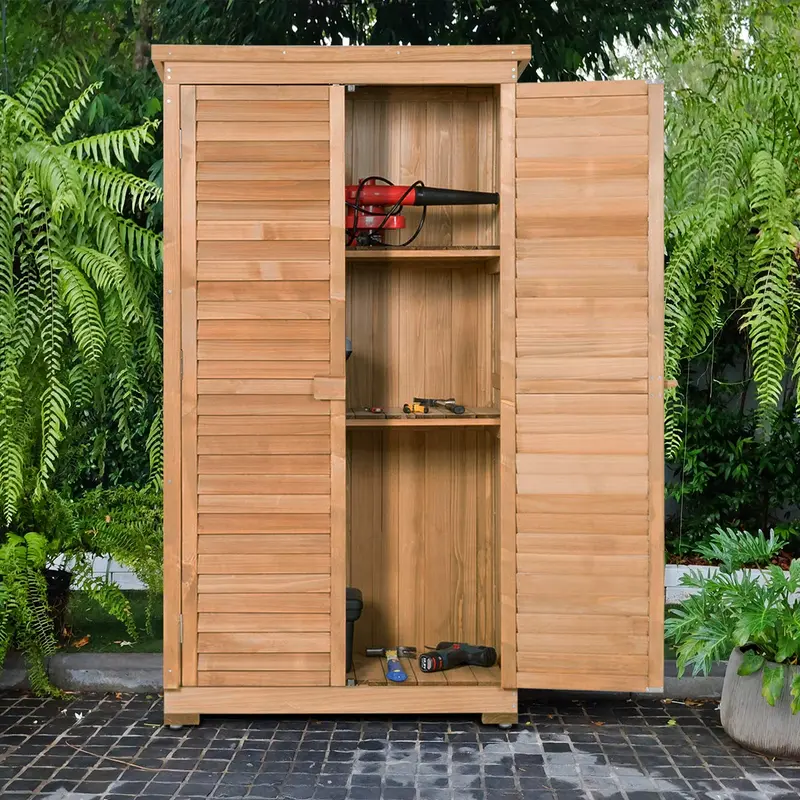 Außenschuppen mit Holzverkleidung und Fensterläden aus Fichtenholz für Garten und Hof 2