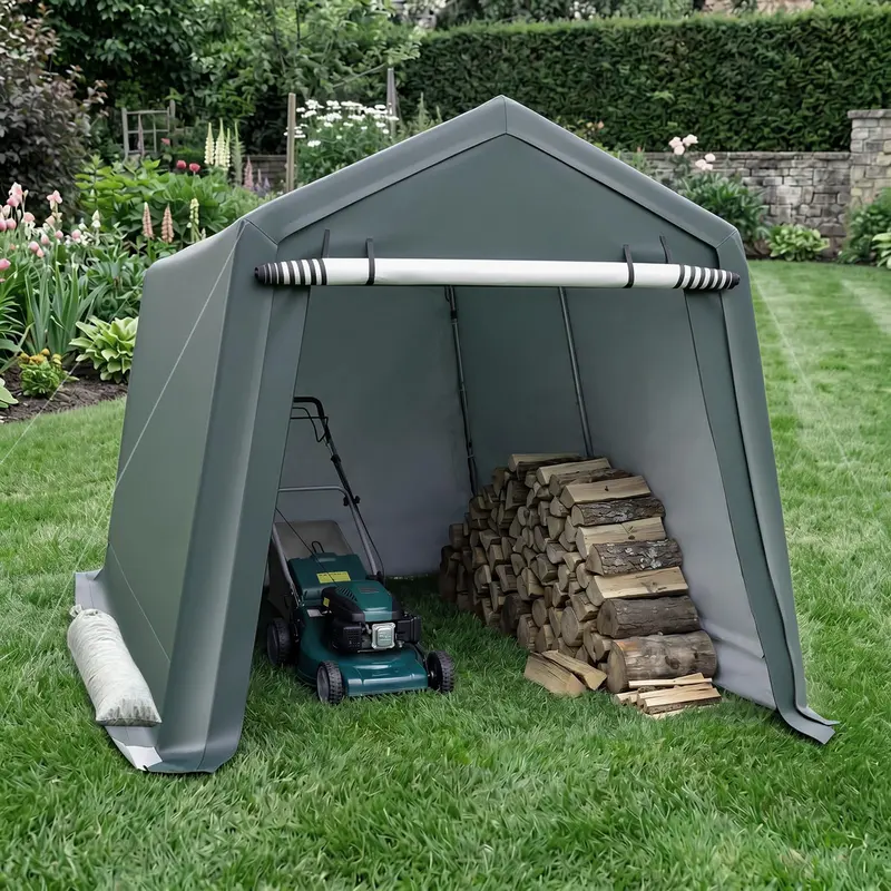 Außenschuppen | Terrassen-Garage oder Carport mit hochrollbarer Reißverschlusstür 2