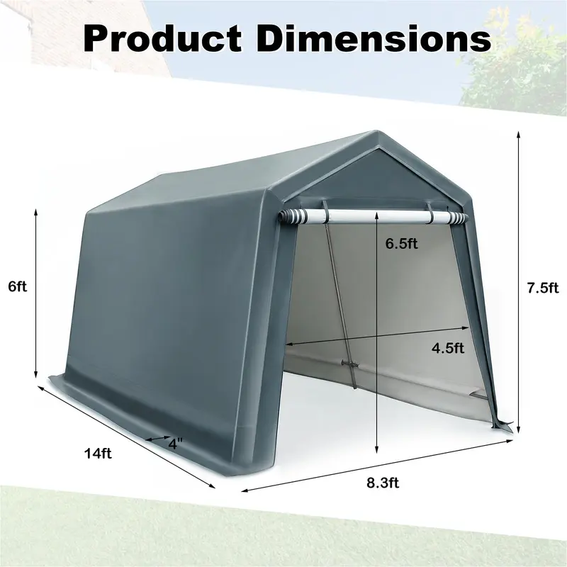 Außenschuppen | Terrassen-Garage oder Carport mit hochrollbarer Reißverschlusstür