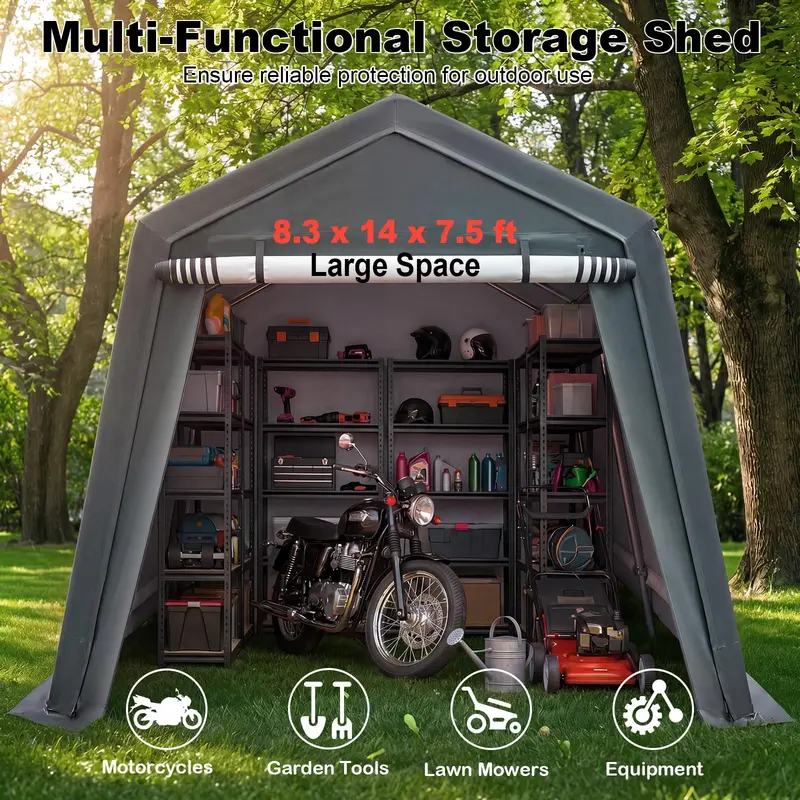 Außenschuppen | Terrassen-Garage oder Carport mit hochrollbarer Reißverschlusstür