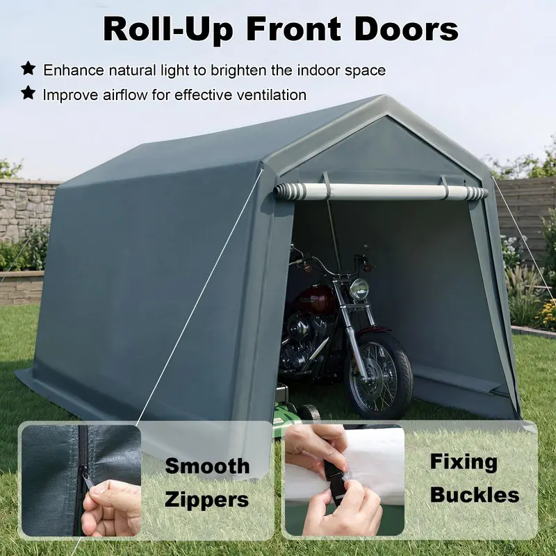 Außenschuppen | Terrassen-Garage oder Carport mit hochrollbarer Reißverschlusstür