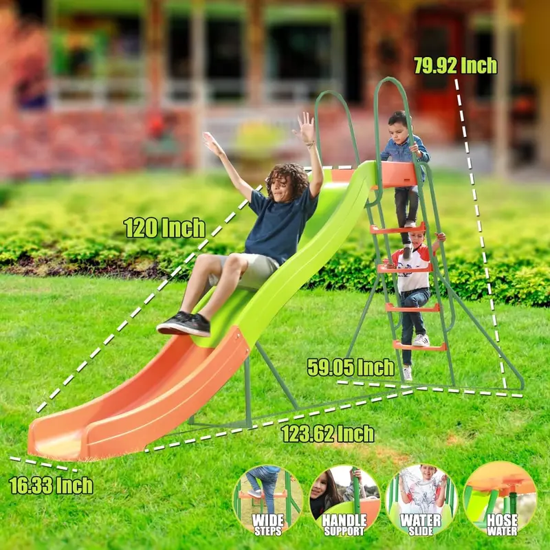 Außenspielset für Kinder: 3-m-Hochstehende Kletteranlage mit Rutsche, Schaukeln und Spielplatz-Jungle-Gym – Lieblingsgerät für Kinder, auch als Aufstellpool-Rutsche für den Sommergarten geeignet