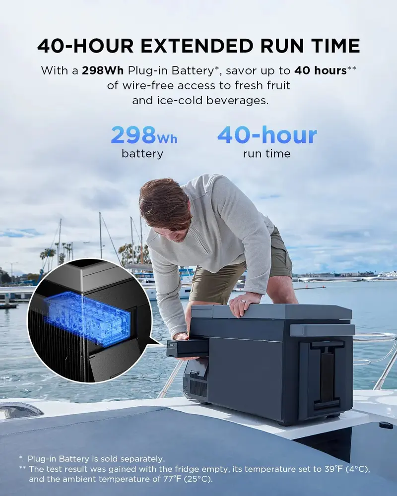 Auto-Kühlschrank, 40 Qt (38 l) tragbarer Kühlschrank, elektrischer Kühlbox mit Eisbereiter, Dual-Zonen-WLAN-App-Steuerung (-13 °C bis 50 °C), 12/24 V Gleichstrom/Wechselstrom für Camping, Reisen, Angeln, Outdoor-Aktivitäten und Lkw