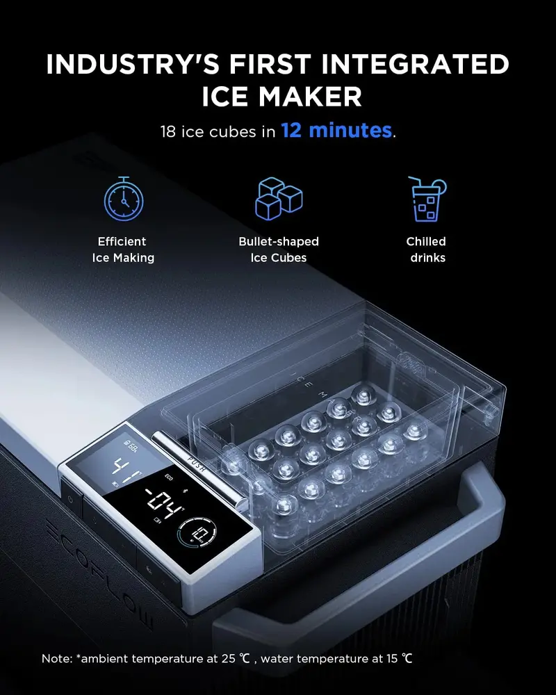 Auto-Kühlschrank, 40 Qt (38 l) tragbarer Kühlschrank, elektrischer Kühlbox mit Eisbereiter, Dual-Zonen-WLAN-App-Steuerung (-13 °C bis 50 °C), 12/24 V Gleichstrom/Wechselstrom für Camping, Reisen, Angeln, Outdoor-Aktivitäten und Lkw