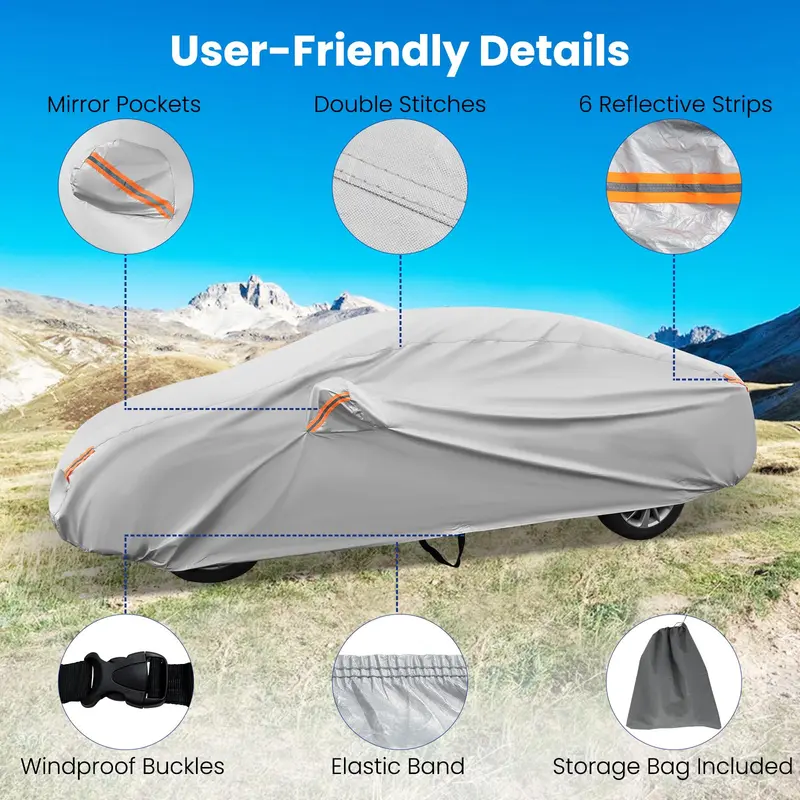 Autoabdeckung für Automobile, 470 cm, Regen-, Sonnen- und UV-Schutz, universell passend für Limousinen wie Toyota Corolla