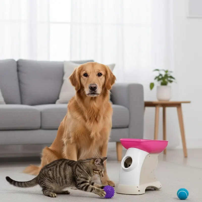 Automatischer Ballwerfer für Hunde und Katzen, interaktives Apportierspielzeug