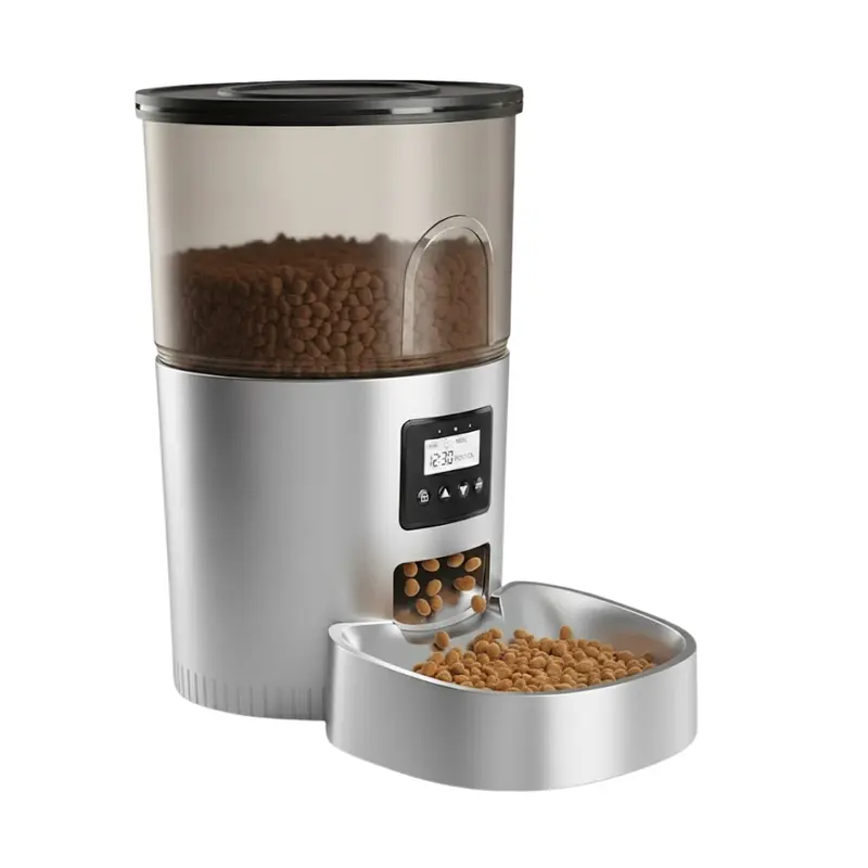 Automatischer Futterautomat für Katzen und Hunde, 3 L, mit Zeiteinstellung und doppeltem Stromanschluss 2
