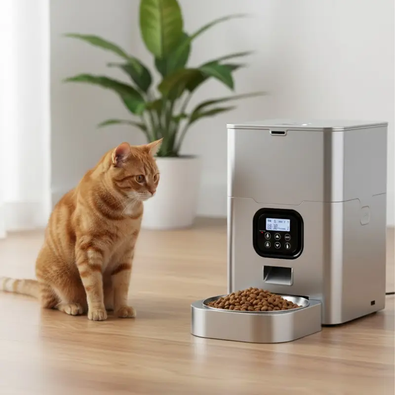 Automatischer Haustierfutterautomat für Katzen und Hunde, programmierbarer Futterspender