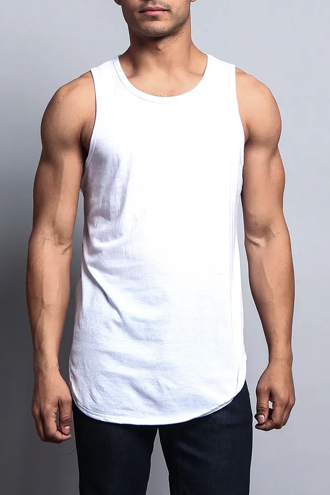 Basic-Tanktop mit langem Schnitt und gebogenem Saum
