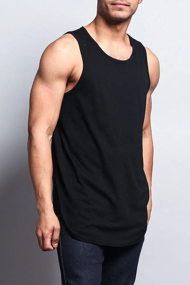 Basic-Tanktop mit langem Schnitt und gebogenem Saum