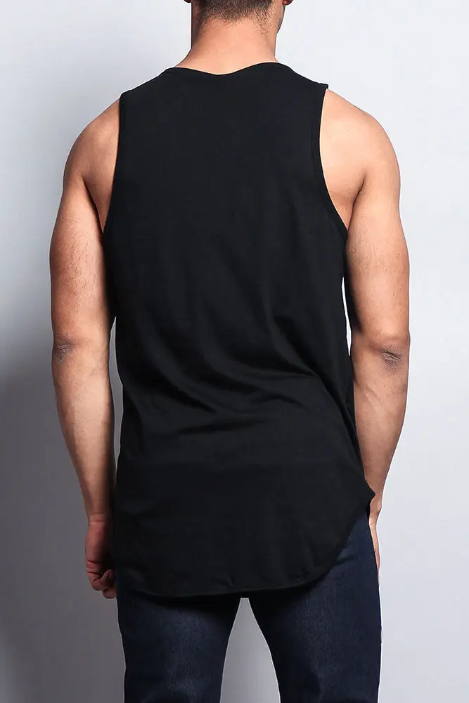 Basic-Tanktop mit langem Schnitt und gebogenem Saum