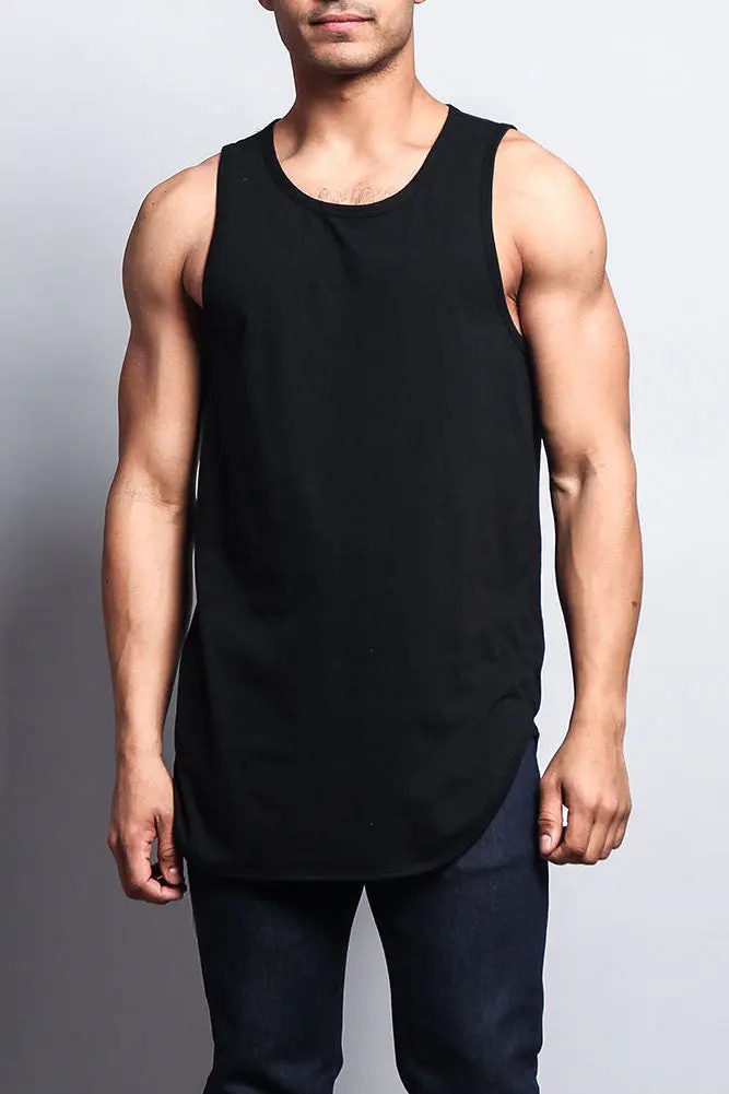 Basic-Tanktop mit langem Schnitt und gebogenem Saum