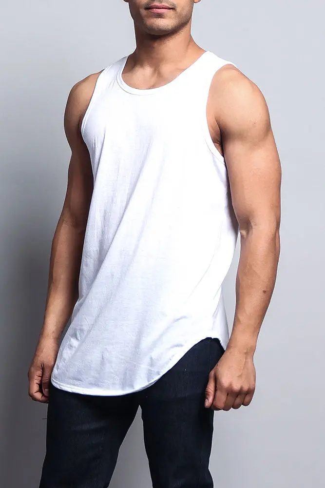 Basic-Tanktop mit langem Schnitt und gebogenem Saum 2